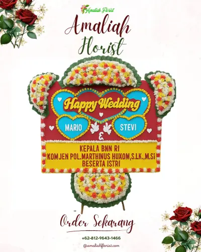 Karangan Papan Bunga Pernikahan di Getas